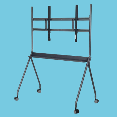 Mobile Adjustable TV Stand for 65-86 Inch Displays | Smartavtek | Heavy-duty rolling TV stand with adjustable height and sturdy steel frame, designed for large screens in classrooms, conference rooms, and exhibition setups. Equipped with lockable wheels for stability and easy mobility.