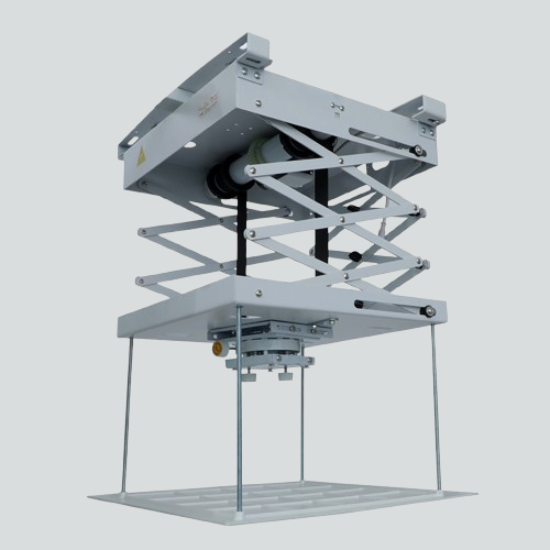 Heavy-Duty Scissor-Style Motorized Projector Lift | Smartavtek | Durable and adjustable motorized projector lift designed for high-load capacity, ideal for professional audio-visual setups in conference rooms, auditoriums, and home theaters. Features a scissor-style mechanism for stability and precision.