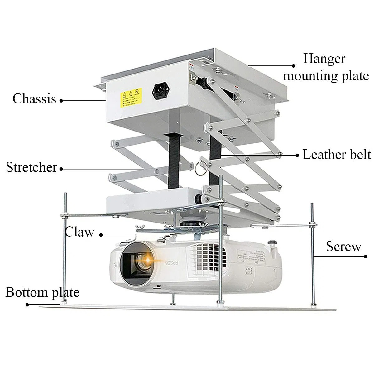 Motorized AV lift installed on conference room ceiling for efficient display and storag