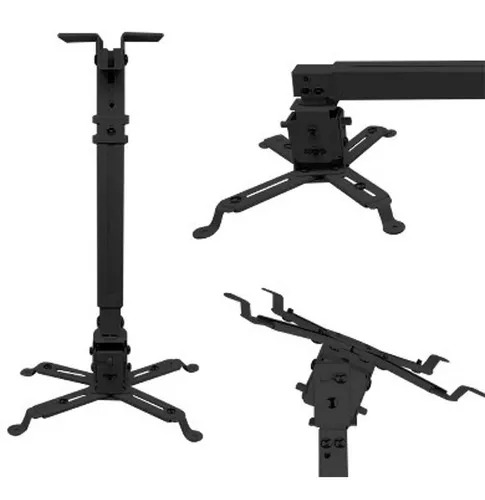 Black adjustable ceiling mount for projectors with detailed views