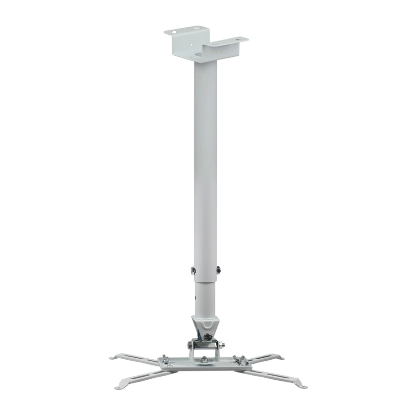 White ceiling-mounted projector bracket with adjustable arms.